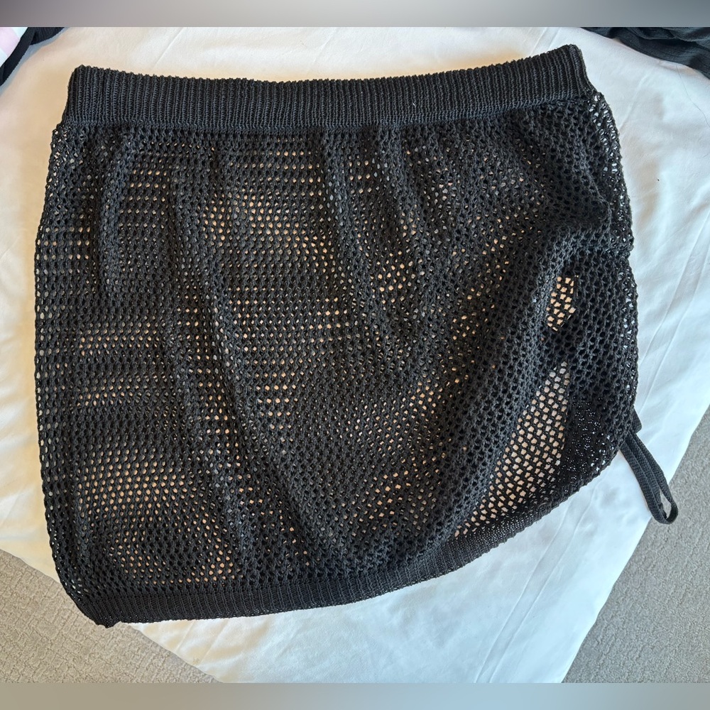 Black Mesh Skirt Swim Coverup